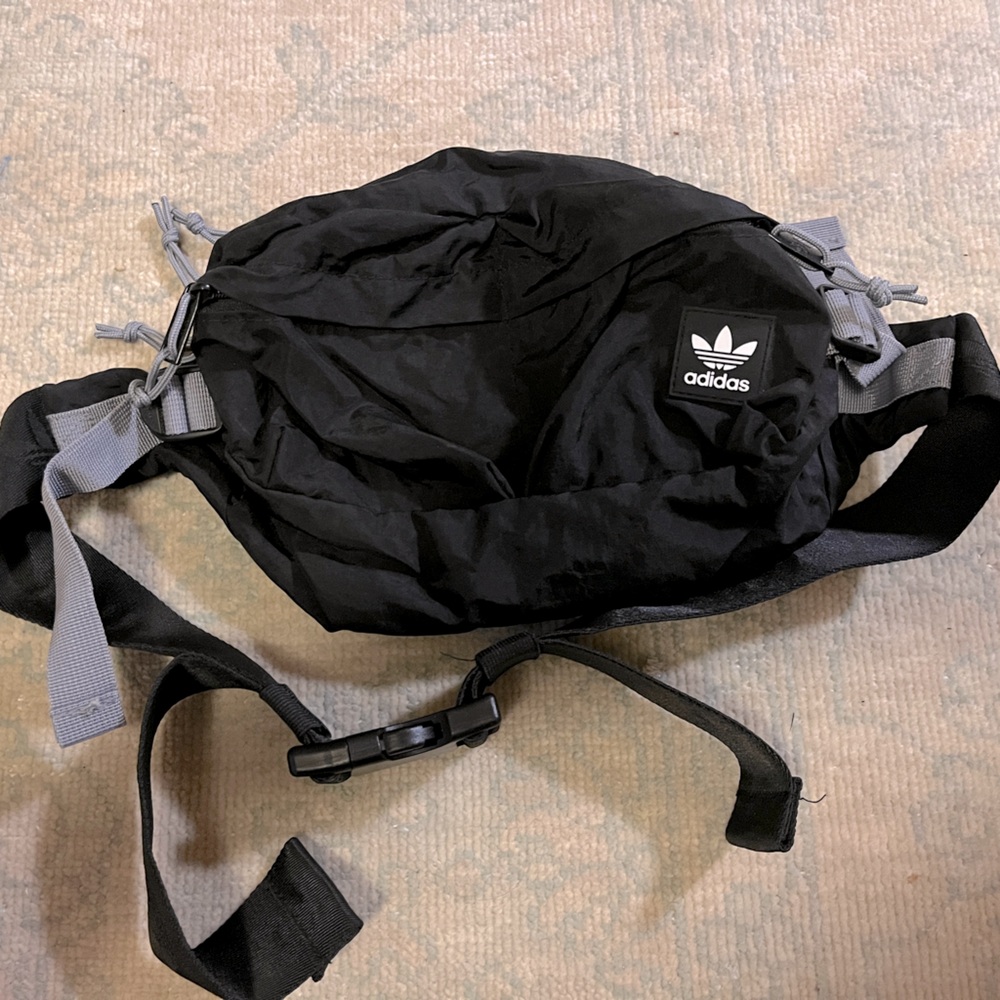 Adidas fanny pack. Great size for hiking, lots of storage